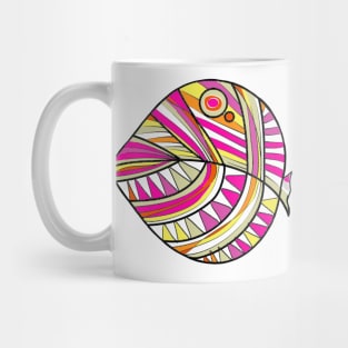 Mazipoodles New Fish Head Leaf White Magenta Orange Yellow Ecru Distressed Mug